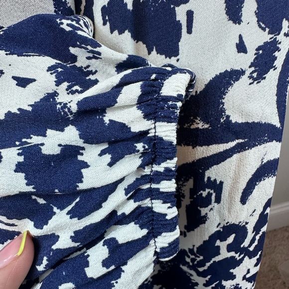 🆕 Zara Basic blue and white print long sleeve tunic top size large - Picture 9 of 10